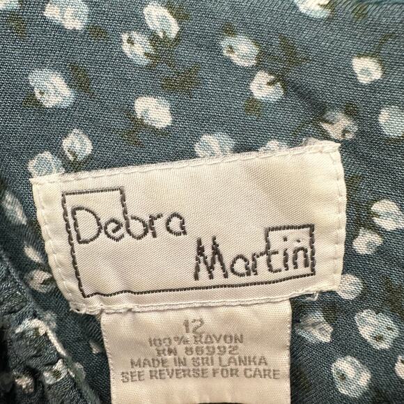 Vintage 90s Debra Martin Floral Smocked Top Dolman Sleeve Jumpsuit Size 12 - Picture 5 of 16